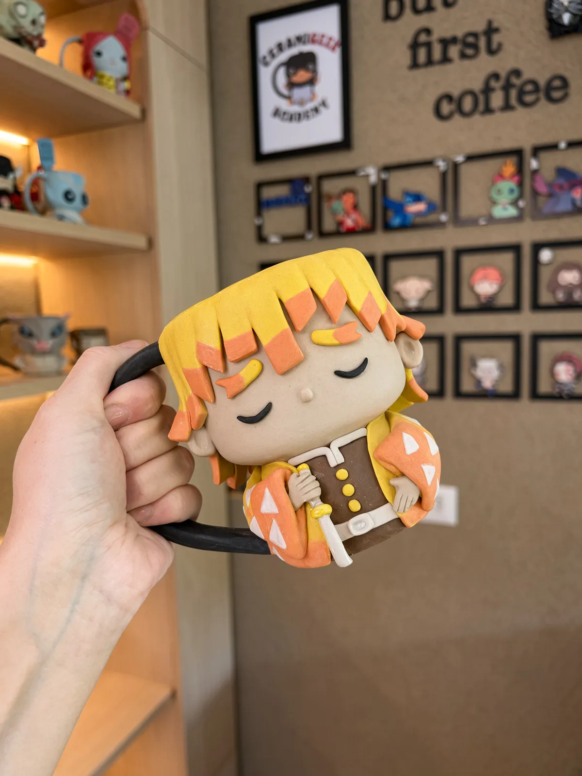 Ceramigeek Teacher Nathy badge with the Ceramigeek mug mascot